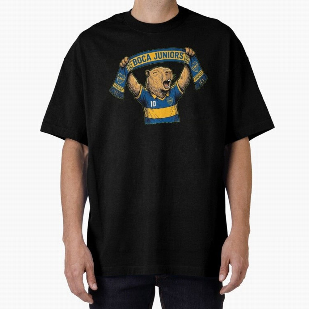 Capybara Boca Juniors Fan ¨C Funny Soccer Sticker Oversized T-Shirt Step into Global Football Passion for FIFA World Cup 2026 USA Canada Mexico, Filled with Neymar, Haaland and Cristiano Ronaldo, Netherlands, Match Day Excitement, Supporter