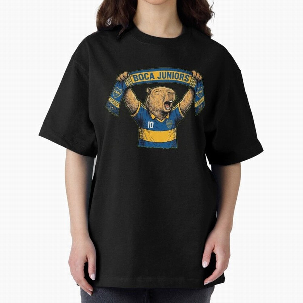 Capybara Boca Juniors Fan ¨C Funny Soccer Sticker Oversized T-Shirt Step into Global Football Passion for FIFA World Cup 2026 USA Canada Mexico, Filled with Neymar, Haaland and Cristiano Ronaldo, Netherlands, Match Day Excitement, Supporter