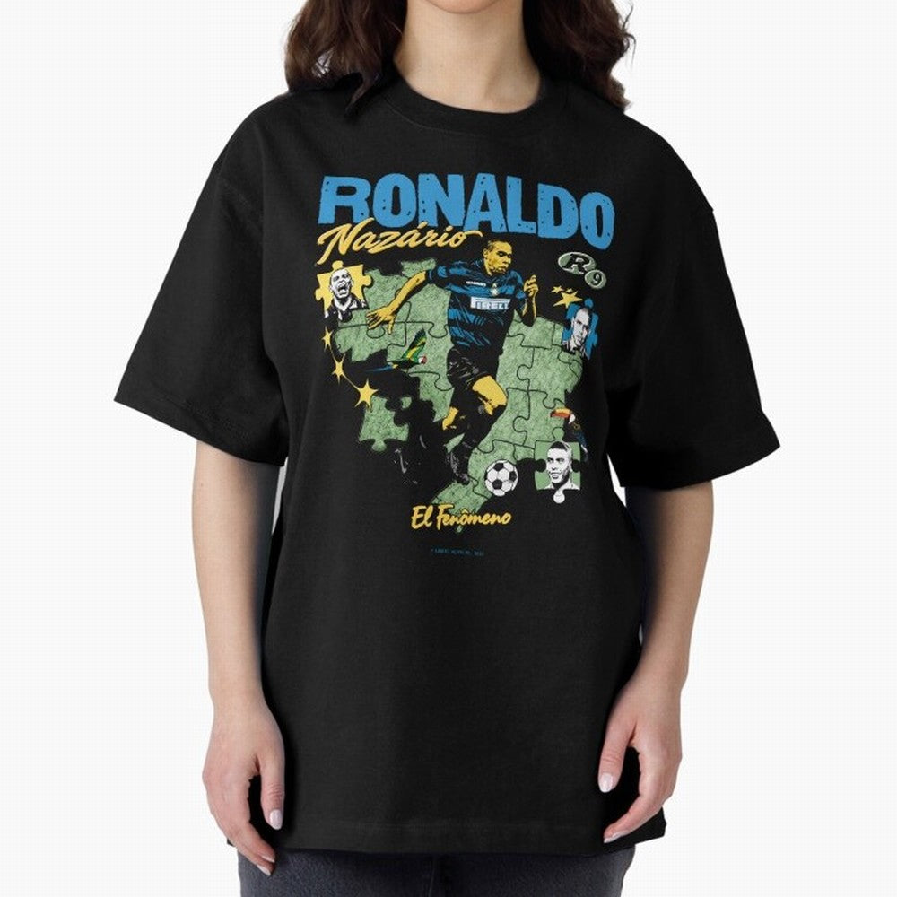 R9 Ronaldo Nazario Retro Brazil Soccer Oversized T-Shirt Show Fan Pride Across FIFA World Cup 2026 Group Stage Spirit, Highlighting Germany, Haaland, Stadium Memories, Football Loyalty, International Chants and Championship Tradition; Perfect for