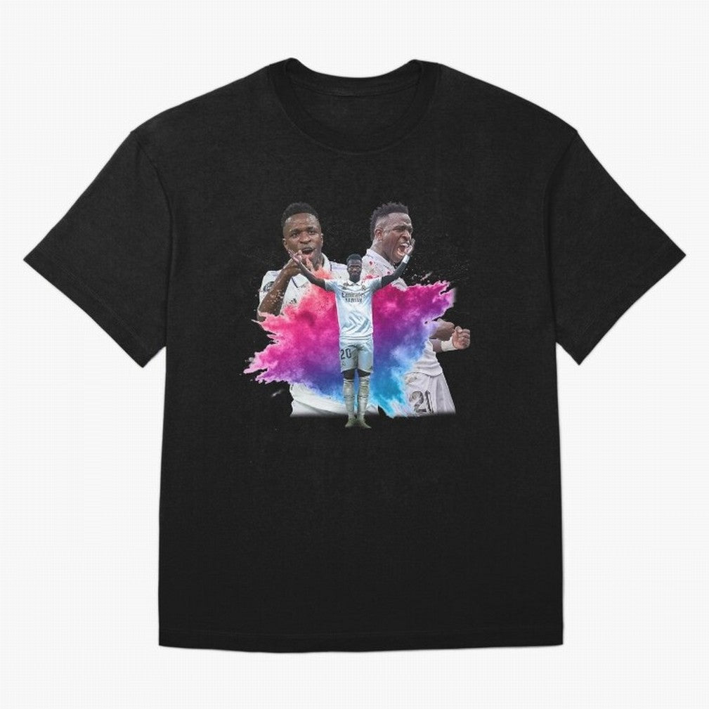 Fanart Vinicius Junior Merch Oversized T-Shirt Make Your Look Match the FIFA World Cup 2026 USA Canada Mexico Journey through Messi and Cristiano Ronaldo Highlights, England and Germany Pride, Championship Spirit, Famous Goals, Roaring Crowds and