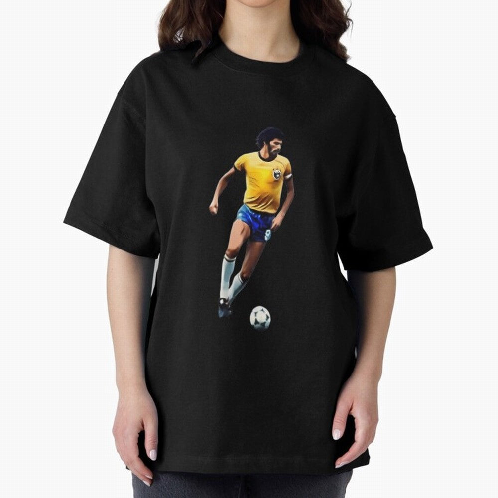 Legends Of The Beautiful Game Cartoon Collection Legends Socrates Cartoon Artwork9 Oversized T-Shirt Represent the Passion of Match Day Hype around FIFA World Cup 2026, Cristiano Ronaldo, Argentina and Brazil, Stadium Chants, National Pride, Trophy