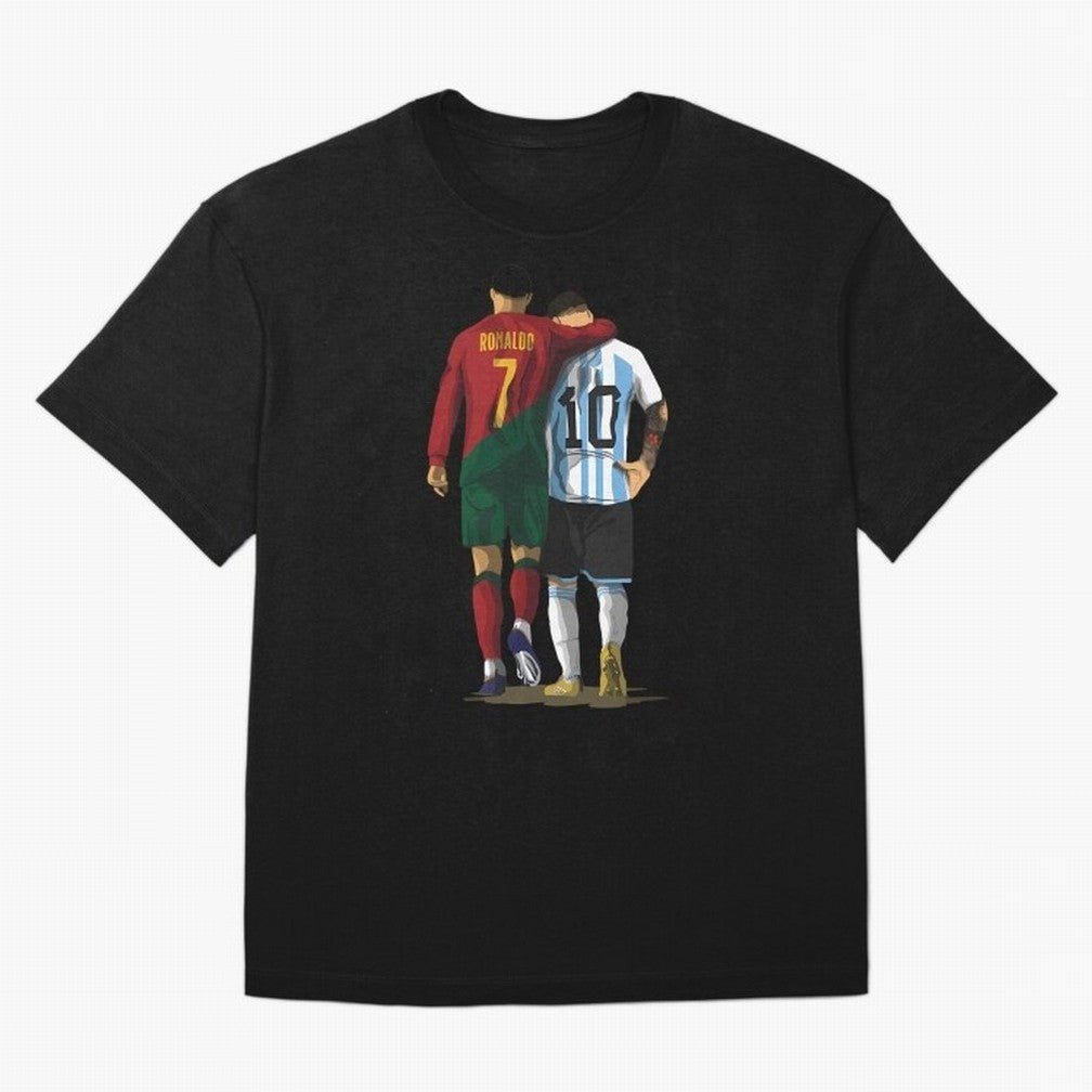 Messi Ronaldo Chit Chat Illustration Oversized T-Shirt Support the Legends of FIFA World Cup 2026 Group Stage Built around Haaland and Mbappe, Argentina Energy, Football History, Final Match Energy, Crowd Noise and Once in a Lifetime Moments;