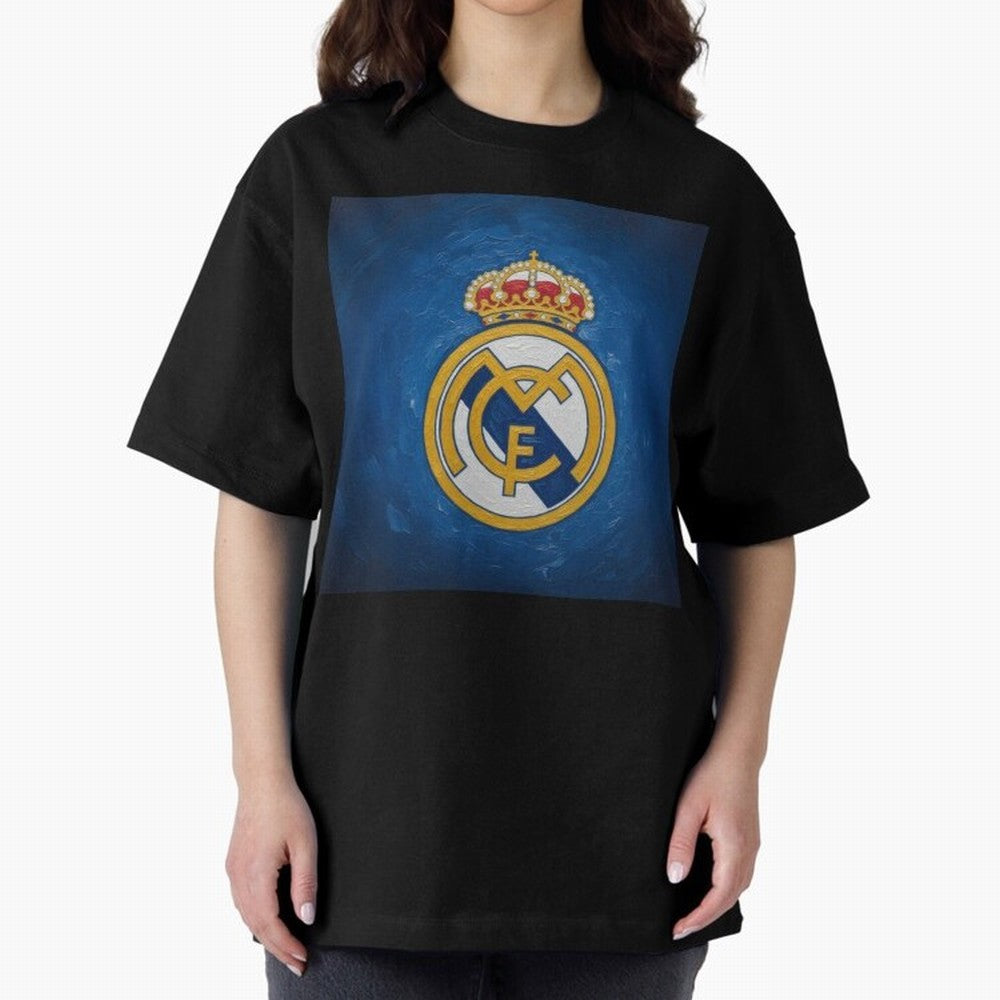Real Madrid FC - Painting Oversized T-Shirt Get Ready for FIFA World Cup 2026 Group Stage Spirit, Made for Spain, Neymar, Haaland and Cristiano Ronaldo, Goal Celebration Energy, Supporter Heritage, Football Icons and Worldwide Tournament Joy; Great