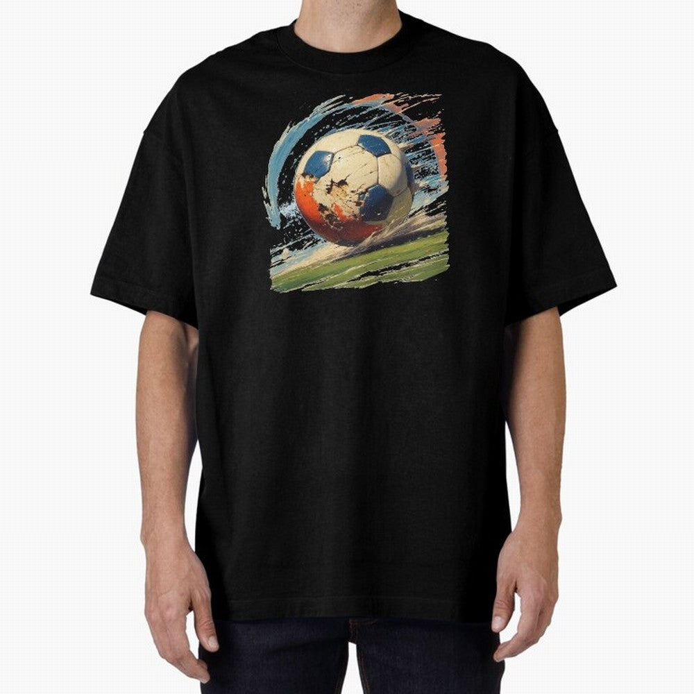 Soccer Ball in Fight Oversized T-Shirt Show Your Love for FIFA World Cup 2026 Built around Cristiano Ronaldo, Haaland and CR7, England, France and Netherlands Energy, Match Day Excitement, Supporter Culture, Golden Goals and Global Football