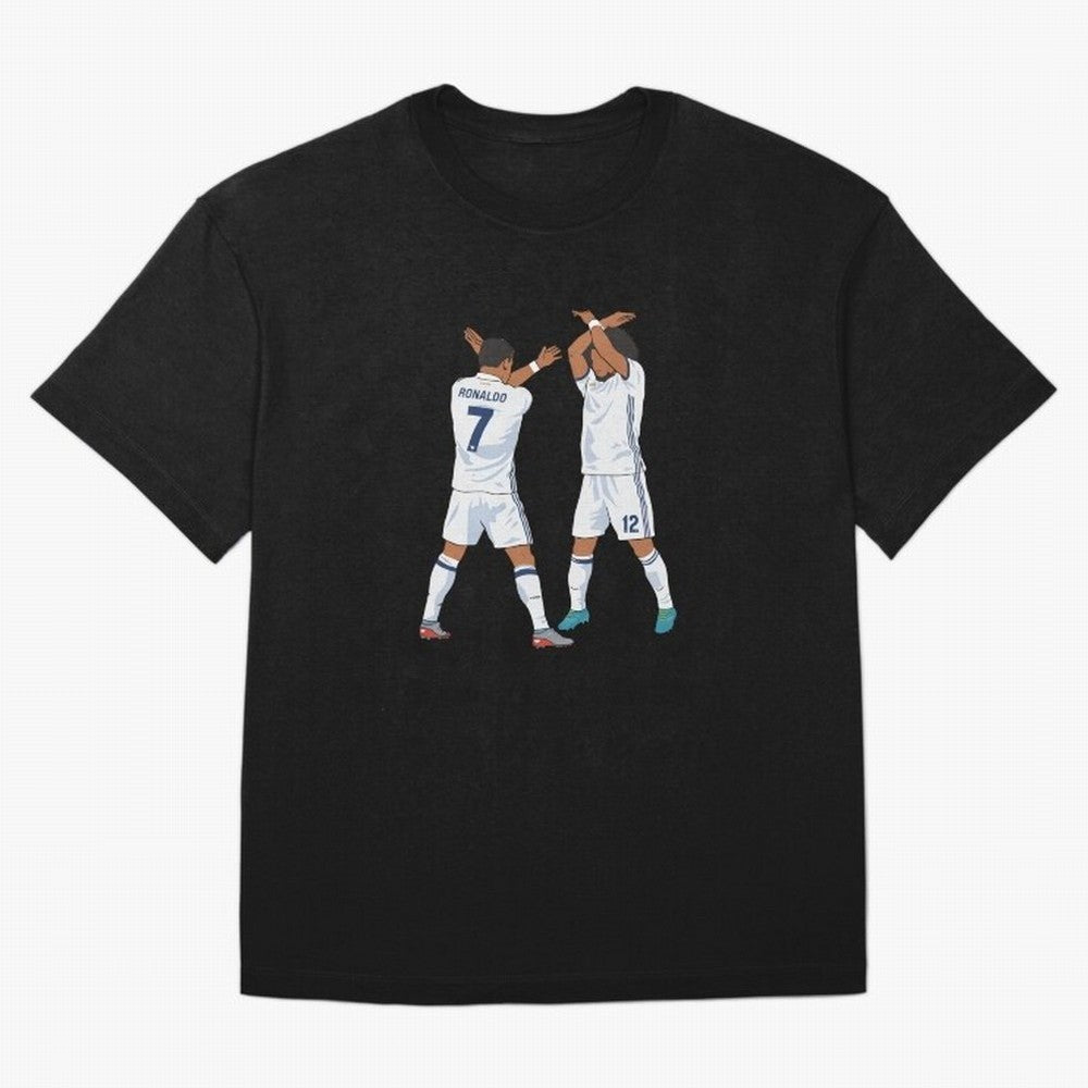 Ronaldo Madrid Celebration Duo Oversized T-Shirt Show Match Day Excitement for Match Day Hype around FIFA World Cup 2026, CR7 and Messi, Spain, Championship Spirit, Famous Goals, Roaring Crowds and International Football Unity; Great for Watch