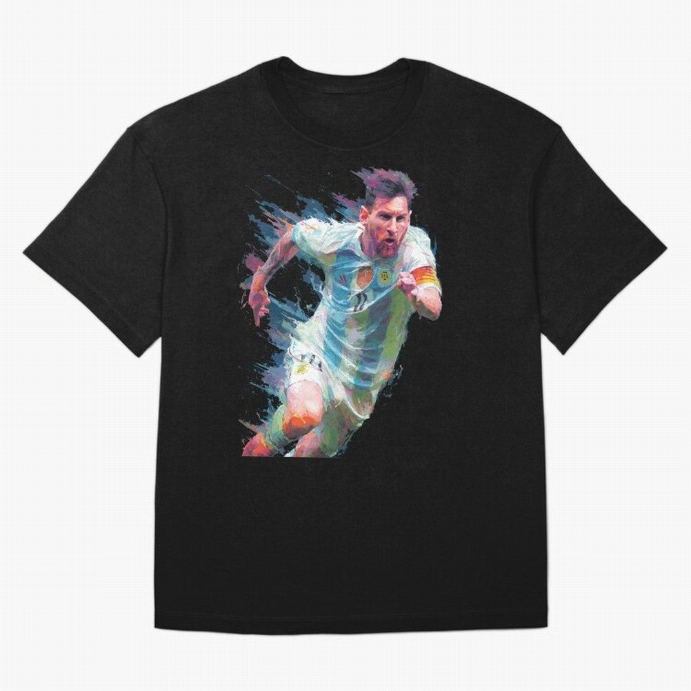 Messi in action Graphic Paint poster design Oversized T-Shirt Honor the Football Icons of FIFA World Cup 2026 USA Canada Mexico Driven by Mbappe and Neymar, Netherlands Energy, Soccer Culture, Superstar Moments, National Team Dreams and Competitive