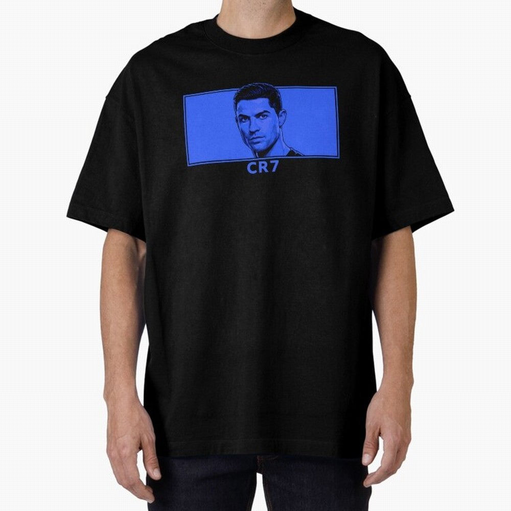 Ronaldo CR7 Blue Vector Portrait - Pop Comic Oversized T-Shirt Celebrate Golden Goal Energy in FIFA World Cup 2026 Group Stage Spirit, Made for England, France and Netherlands, Mbappe and Neymar, Stadium Memories, Football Loyalty, International