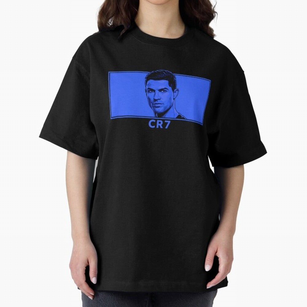 Ronaldo CR7 Blue Vector Portrait - Pop Comic Oversized T-Shirt Celebrate Golden Goal Energy in FIFA World Cup 2026 Group Stage Spirit, Made for England, France and Netherlands, Mbappe and Neymar, Stadium Memories, Football Loyalty, International