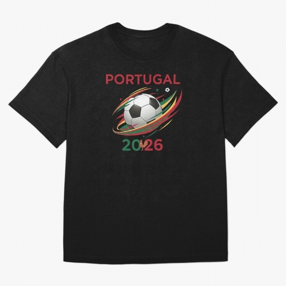 Camiseta Portugal 2026 - Bola de Futebol e Design Galo de Barcelos. Oversized T-Shirt Honor Football Greatness during Global Football Passion for FIFA World Cup 2026, Made for Mbappe and Neymar, Portugal, Stadium Chants, National Pride, Trophy