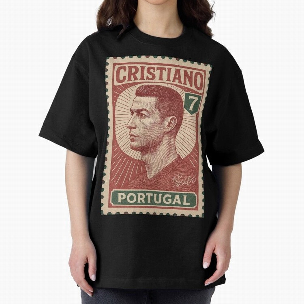 Vintage Portuguese Football Legend No.7 Poster, sticker ¨C Retro Soccer Icon Art for Fans of Manchester, Madrid & Juventus Oversized T-Shirt Relive the Noise and Pride of Global Football Passion for FIFA World Cup 2026 Group Stage, Centered on