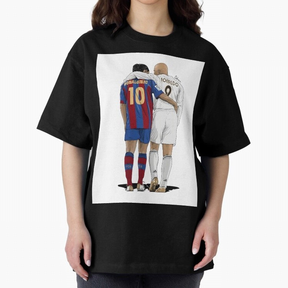 Ronaldinho & Ronaldo R9 Classic Football Legend - La Liga Derby Oversized T-Shirt Show Your Stadium Side during Global Football Passion for FIFA World Cup 2026 Group Stage, Connected to Messi, Neymar and Mbappe, Argentina, France and Brazil, Match
