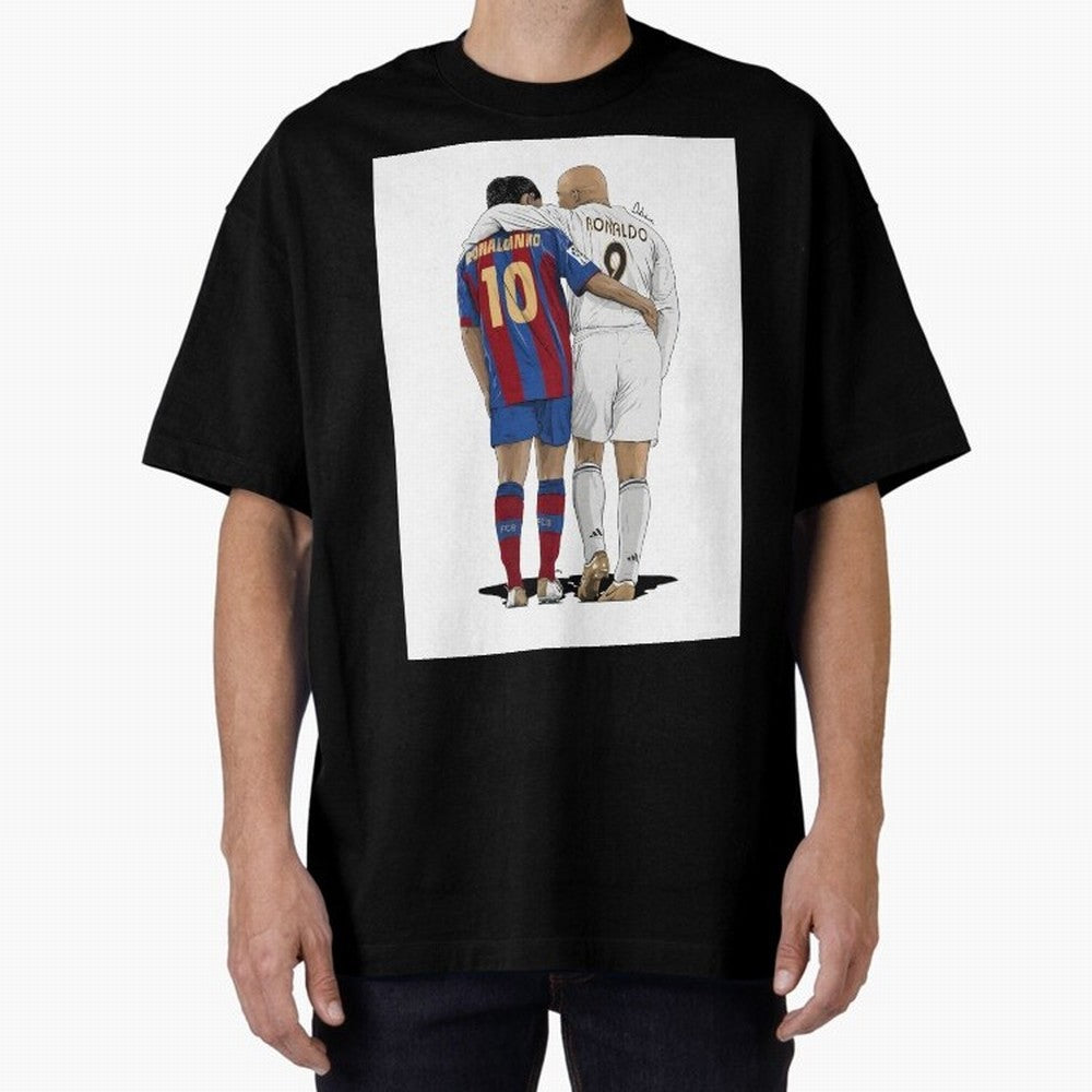 Ronaldinho & Ronaldo R9 Classic Football Legend - La Liga Derby Oversized T-Shirt Show Your Stadium Side during Global Football Passion for FIFA World Cup 2026 Group Stage, Connected to Messi, Neymar and Mbappe, Argentina, France and Brazil, Match