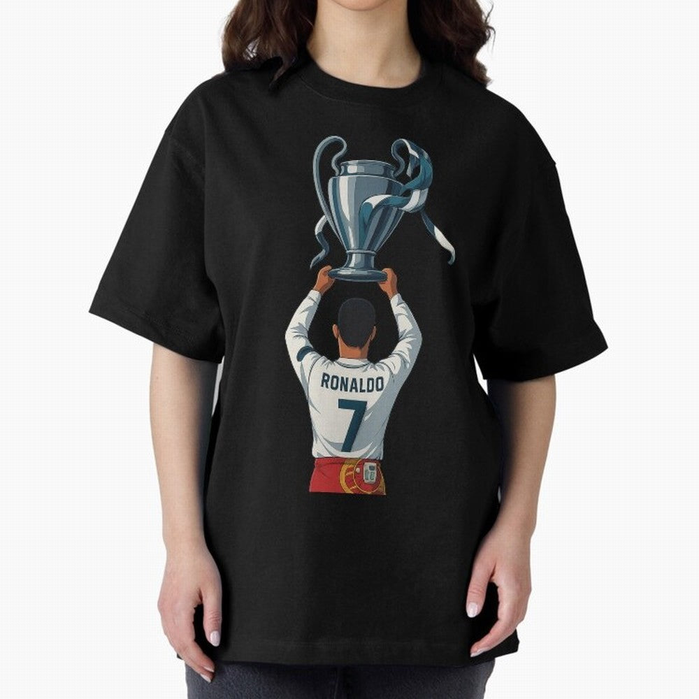 Ronaldo Oversized T-Shirt Cheer for Global Football Passion for FIFA World Cup 2026 Group Stage, Driven by Haaland, Brazil, Portugal and Argentina, Championship Spirit, Famous Goals, Roaring Crowds and International Football Unity; Ideal for Fans