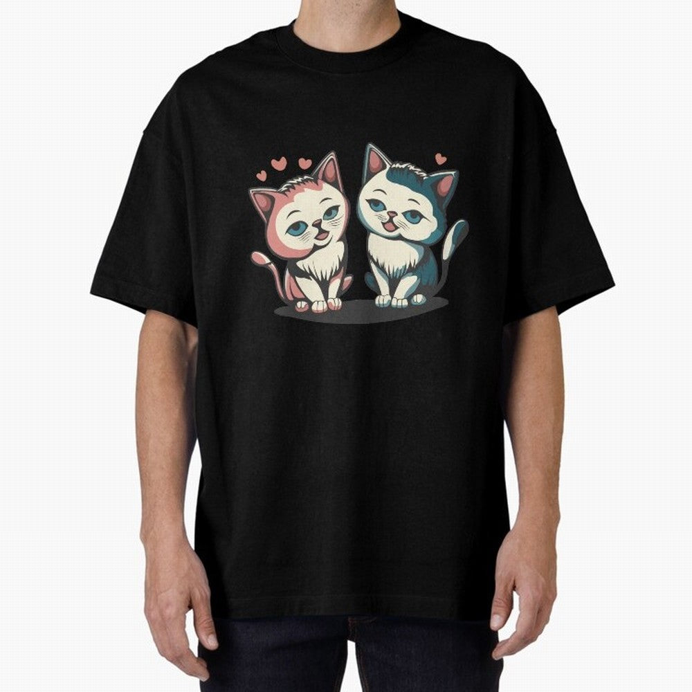 Two Funny Cats with Ronaldo Vibes ¨C Cute Football & Animal Art Oversized T-Shirt Show Match Day Excitement for Match Day Hype around FIFA World Cup 2026, Messi, Neymar and Mbappe, England, France and Netherlands, Champion Mindset, Group Stage