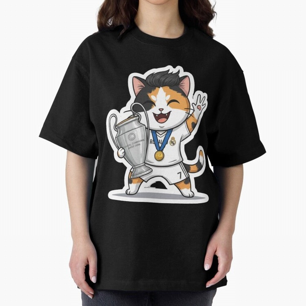 Kitten - Ucl Tittle | Ronaldo Oversized T-Shirt Bring Home Match Day Hype around FIFA World Cup 2026, Haaland and Mbappe, Portugal, Spain and Germany, Match Day Excitement, Supporter Culture, Golden Goals and Global Football Passion; Great for