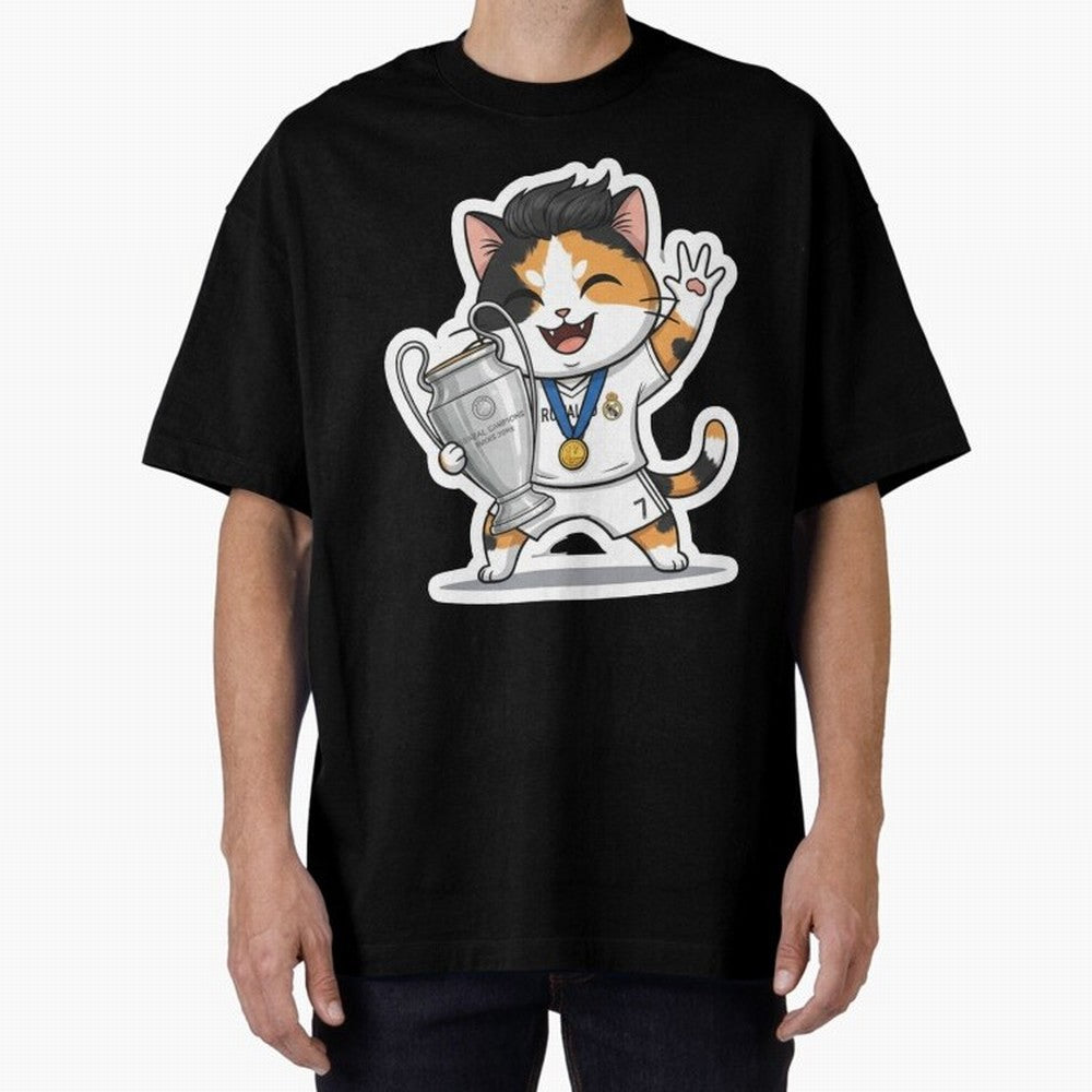 Kitten - Ucl Tittle | Ronaldo Oversized T-Shirt Bring Home Match Day Hype around FIFA World Cup 2026, Haaland and Mbappe, Portugal, Spain and Germany, Match Day Excitement, Supporter Culture, Golden Goals and Global Football Passion; Great for