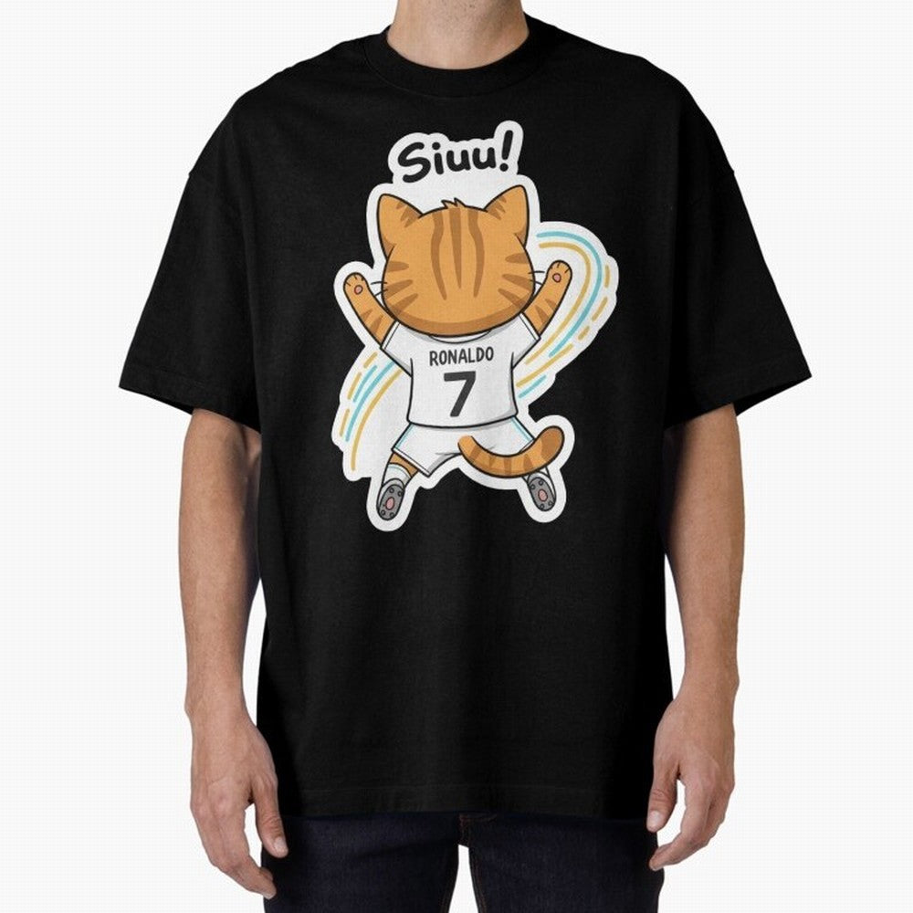 Kitten - Funny Siuuu Celebration Cat Meme | Ronaldo Oversized T-Shirt Experience the Global Stage of Match Day Hype around FIFA World Cup 2026 Group Stage, Messi and Cristiano Ronaldo, Portugal, Spain and Germany, Fan Favorite Moments, National