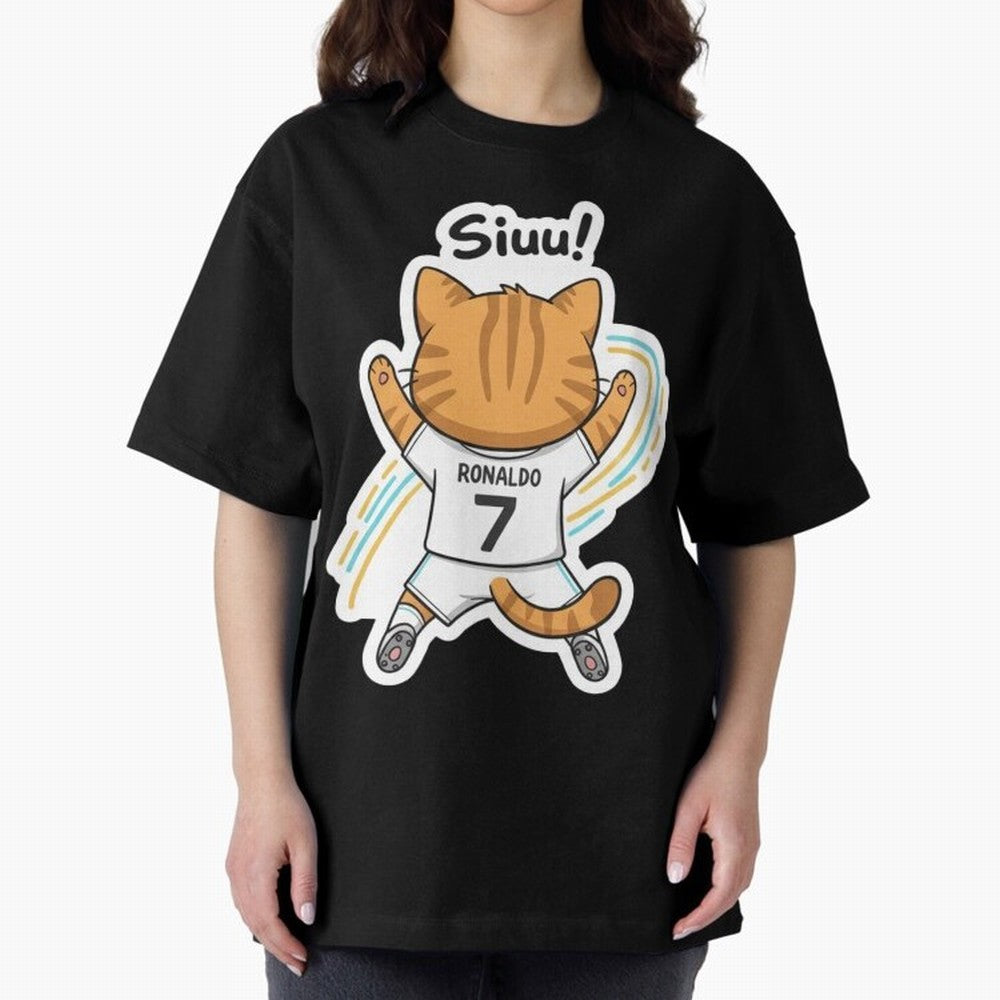 Kitten - Funny Siuuu Celebration Cat Meme | Ronaldo Oversized T-Shirt Experience the Global Stage of Match Day Hype around FIFA World Cup 2026 Group Stage, Messi and Cristiano Ronaldo, Portugal, Spain and Germany, Fan Favorite Moments, National