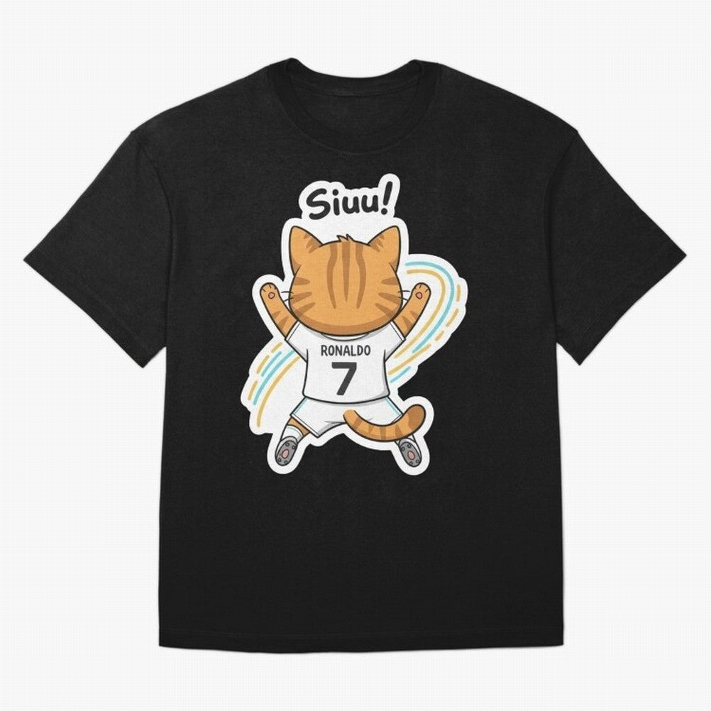 Kitten - Funny Siuuu Celebration Cat Meme | Ronaldo Oversized T-Shirt Experience the Global Stage of Match Day Hype around FIFA World Cup 2026 Group Stage, Messi and Cristiano Ronaldo, Portugal, Spain and Germany, Fan Favorite Moments, National