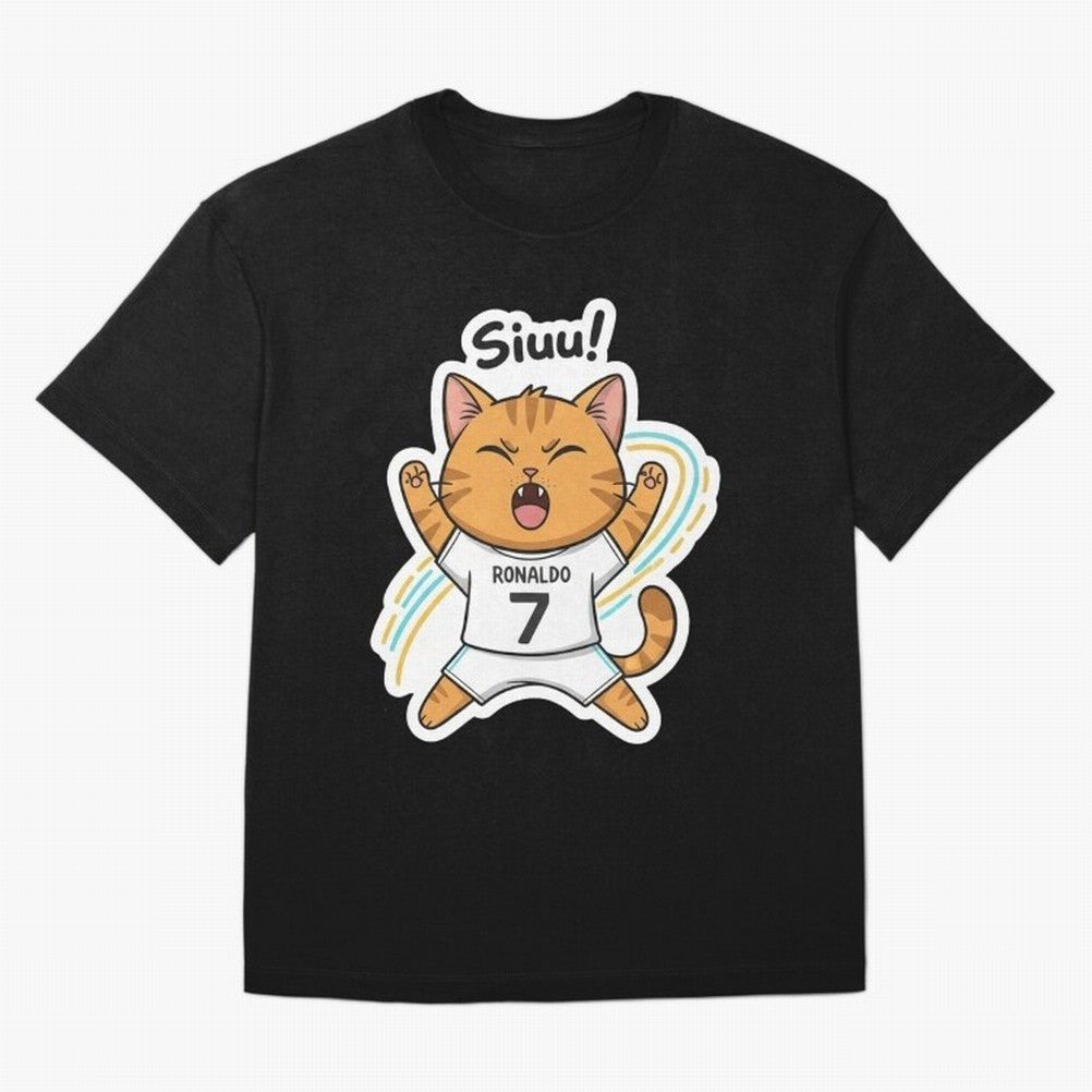 Kitten - Funny Siuuu Celebration Cat Meme | Ronaldo Oversized T-Shirt Enjoy the Biggest Football Party of FIFA World Cup 2026 Group Stage Featuring Messi, Neymar and Mbappe, England, France and Netherlands Energy, Match Day Excitement, Supporter