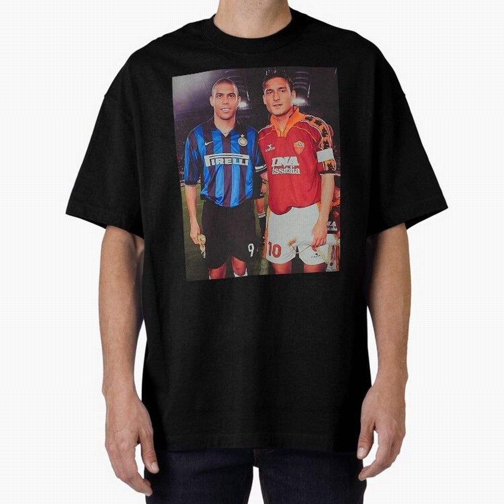 Clash of Class. Francesco Totti and Ronaldo Nazario sometime in the 90s. Oversized T-Shirt Show Your Stadium Side during the FIFA World Cup 2026 USA Canada Mexico Journey through Mbappe Highlights, Argentina, France and Brazil Pride, Goal
