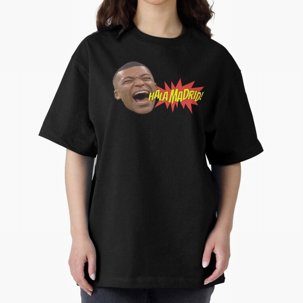 Real Madrid - Kylian Mbapp¨¦ Hala Madrid Oversized T-Shirt Create FIFA World Cup 2026 for Fans of Messi, Neymar and Mbappe and Spain, Bringing Championship Spirit, Famous Goals, Roaring Crowds and International Football Unity; Great for Watch