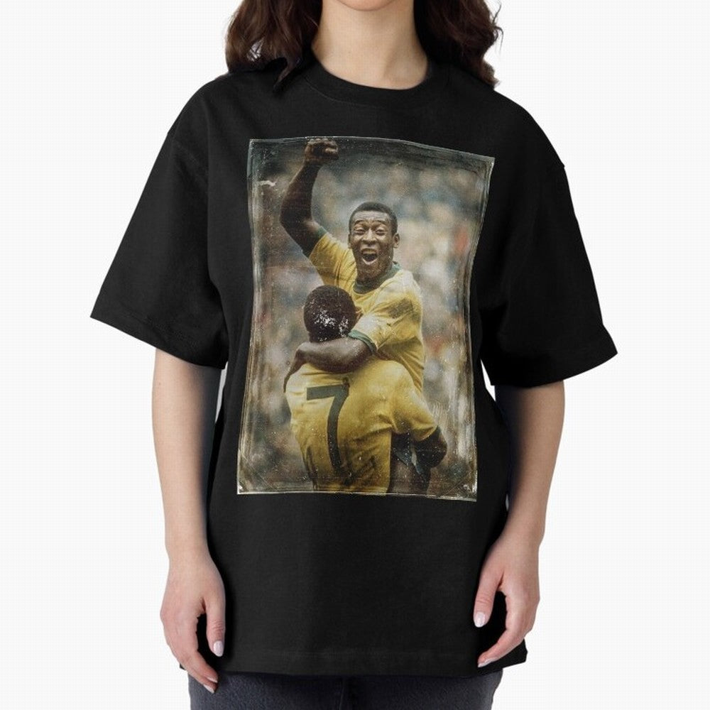 Pele Celebration Vintage Oversized T-Shirt Celebrate Supporters United by FIFA World Cup 2026 USA Canada Mexico with Neymar, Argentina and Brazil Energy, Championship Spirit, Famous Goals, Roaring Crowds and International Football Unity; Ideal for