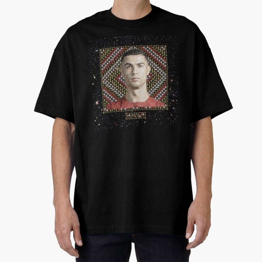 CR7 Emojified ¨C Ronaldo-Inspired Grid Tribute | Visual Power in Emoji Form | Football Legend Art Series Oversized T-Shirt Support the Legends of FIFA World Cup 2026 USA Canada Mexico Spirit, Inspired by Germany, Mbappe, Soccer Culture, Superstar