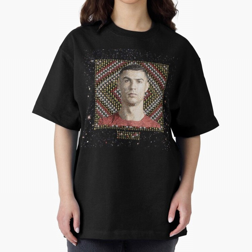 CR7 Emojified ¨C Ronaldo-Inspired Grid Tribute | Visual Power in Emoji Form | Football Legend Art Series Oversized T-Shirt Support the Legends of FIFA World Cup 2026 USA Canada Mexico Spirit, Inspired by Germany, Mbappe, Soccer Culture, Superstar