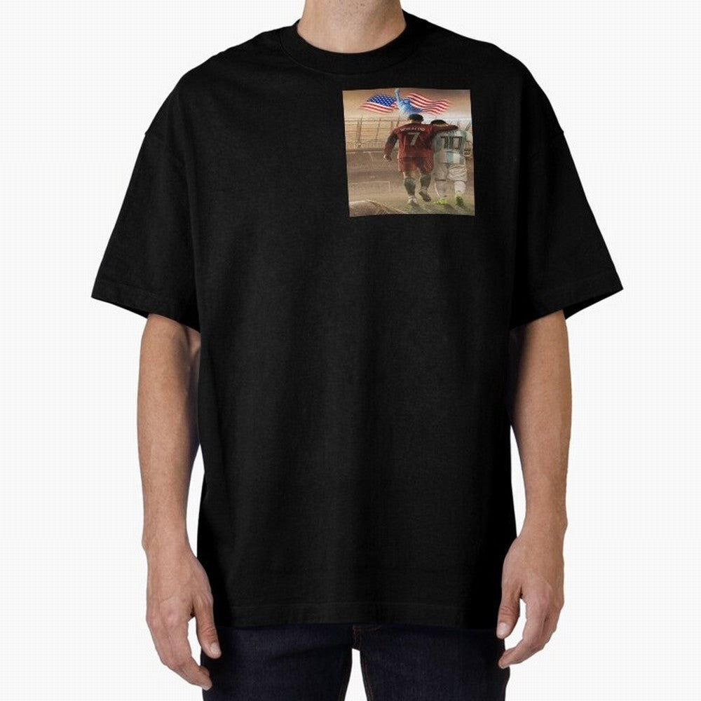 Ronaldo & messi 7_10 football USA sports top quality redbubble Oversized T-Shirt Enjoy Global Football Passion for FIFA World Cup 2026 Group Stage, Connected to Neymar, Haaland and Cristiano Ronaldo, Germany, Global Supporter Spirit, Legendary