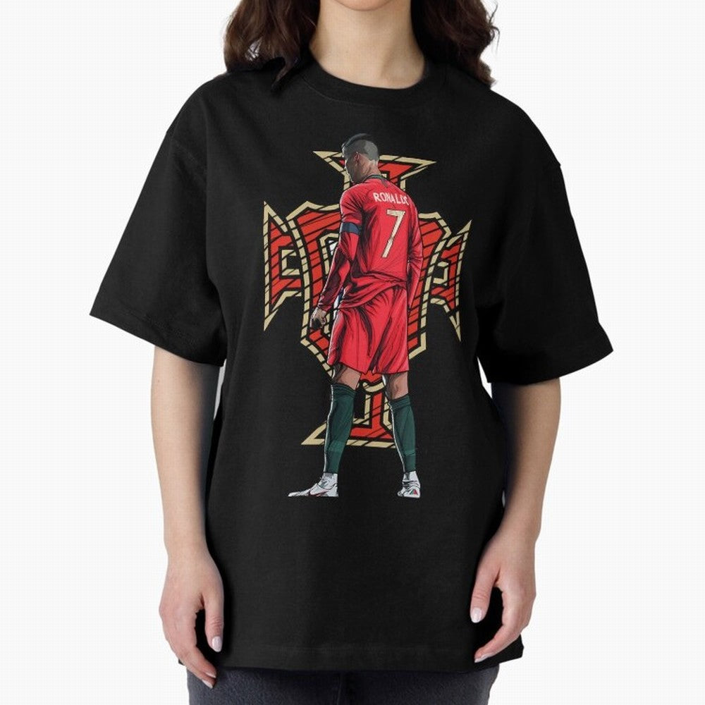 Portugal Ronaldo No.7 Artwork For Soccer Fans, Gift For Football Supporters Oversized T-Shirt Share the Excitement of the FIFA World Cup 2026 Journey through CR7 and Messi Highlights, Germany Pride, Vintage Soccer Flavor, Modern Football Stars,