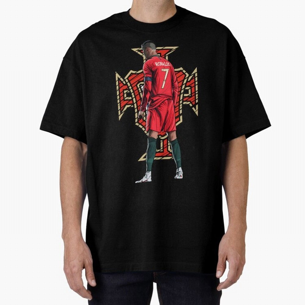 Portugal Ronaldo No.7 Artwork For Soccer Fans, Gift For Football Supporters Oversized T-Shirt Share the Excitement of the FIFA World Cup 2026 Journey through CR7 and Messi Highlights, Germany Pride, Vintage Soccer Flavor, Modern Football Stars,