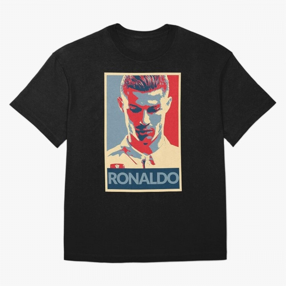 Ronaldo Poster Style Pop Art Design For Football Fans Gift For Soccer Enthusiasts Oversized T-Shirt Represent the Passion of Match Day Hype around FIFA World Cup 2026, Mbappe and Neymar, France and Portugal, Stadium Memories, Football Loyalty,