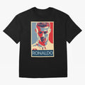 Ronaldo Poster Style Pop Art Design For Football Fans Gift For Soccer Enthusiasts Oversized T-Shirt Represent the Passion of Match Day Hype around FIFA World Cup 2026, Mbappe and Neymar, France and Portugal, Stadium Memories, Football Loyalty,