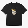 Soccer Ball with Kings Crown, Sticker Illustration Oversized T-Shirt Bring Retro Soccer Energy to Global Football Passion for FIFA World Cup 2026 USA Canada Mexico, Filled with Cristiano Ronaldo, Haaland and CR7, France, Vintage Soccer Flavor,