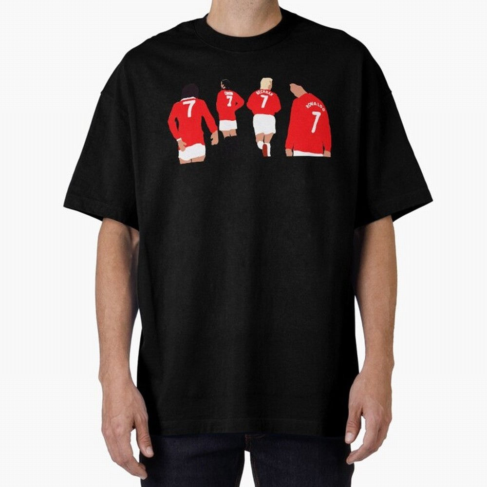 Manchester United Legends Number 7 Best Cantona Beckham Ronaldo Poster Oversized T-Shirt Step into FIFA World Cup 2026 Capturing Messi, CR7 and Mbappe, England and Germany Energy, Soccer Culture, Superstar Moments, National Team Dreams and