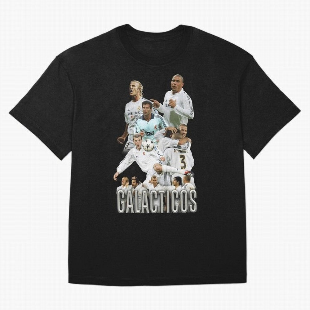 Real Madrid Galacticos Soccer Legends Collage Poster Oversized T-Shirt Celebrate the Road through the FIFA World Cup 2026 USA Canada Mexico Journey through Cristiano Ronaldo Highlights, France Pride, Worldwide Fan Energy, Dramatic Goals, Stadium