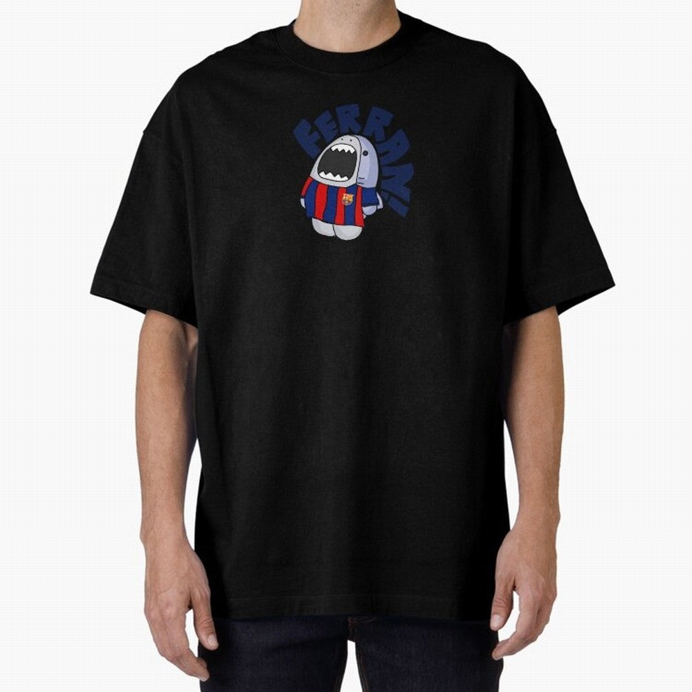 Ferran shark sticker Oversized T-Shirt Bring International Match Energy to Match Day Hype around FIFA World Cup 2026 USA Canada Mexico, Mbappe, France and Portugal, Fan Favorite Moments, National Team Passion, Big Match Drama and Soccer History;