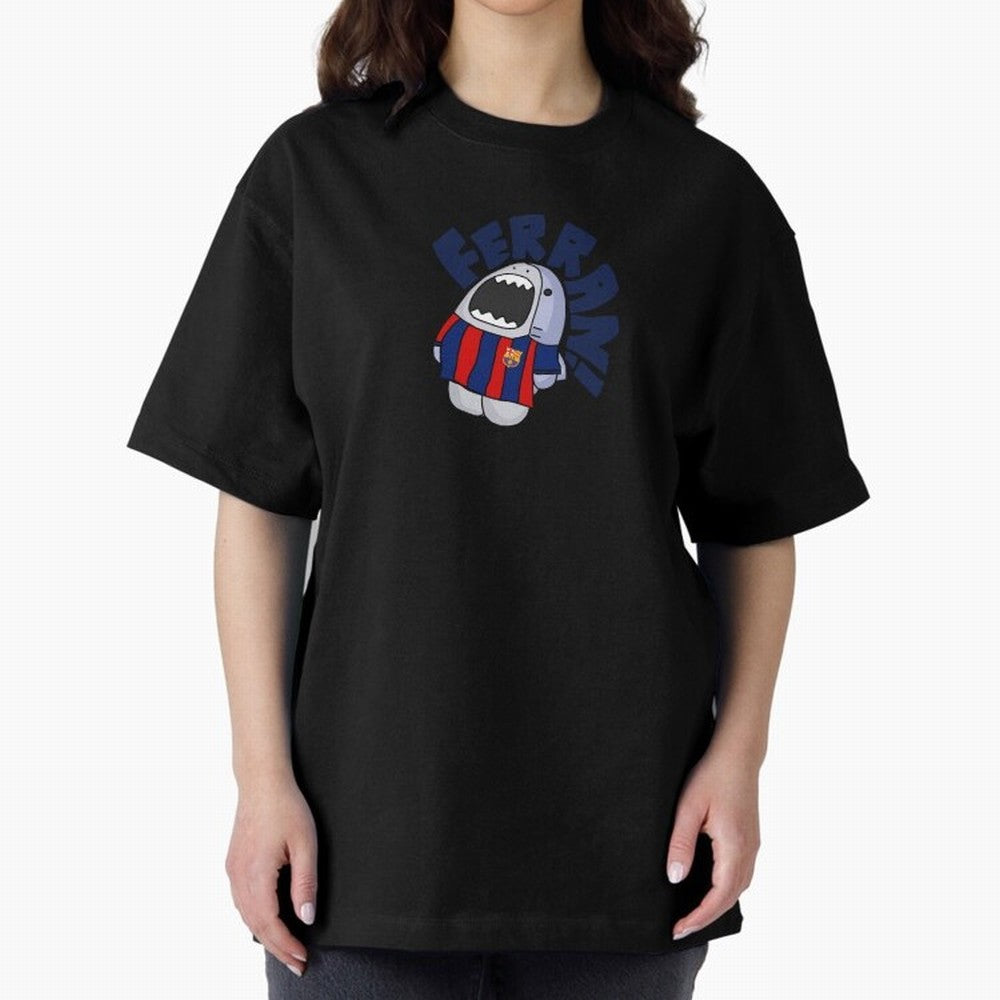 Ferran shark sticker Oversized T-Shirt Bring International Match Energy to Match Day Hype around FIFA World Cup 2026 USA Canada Mexico, Mbappe, France and Portugal, Fan Favorite Moments, National Team Passion, Big Match Drama and Soccer History;