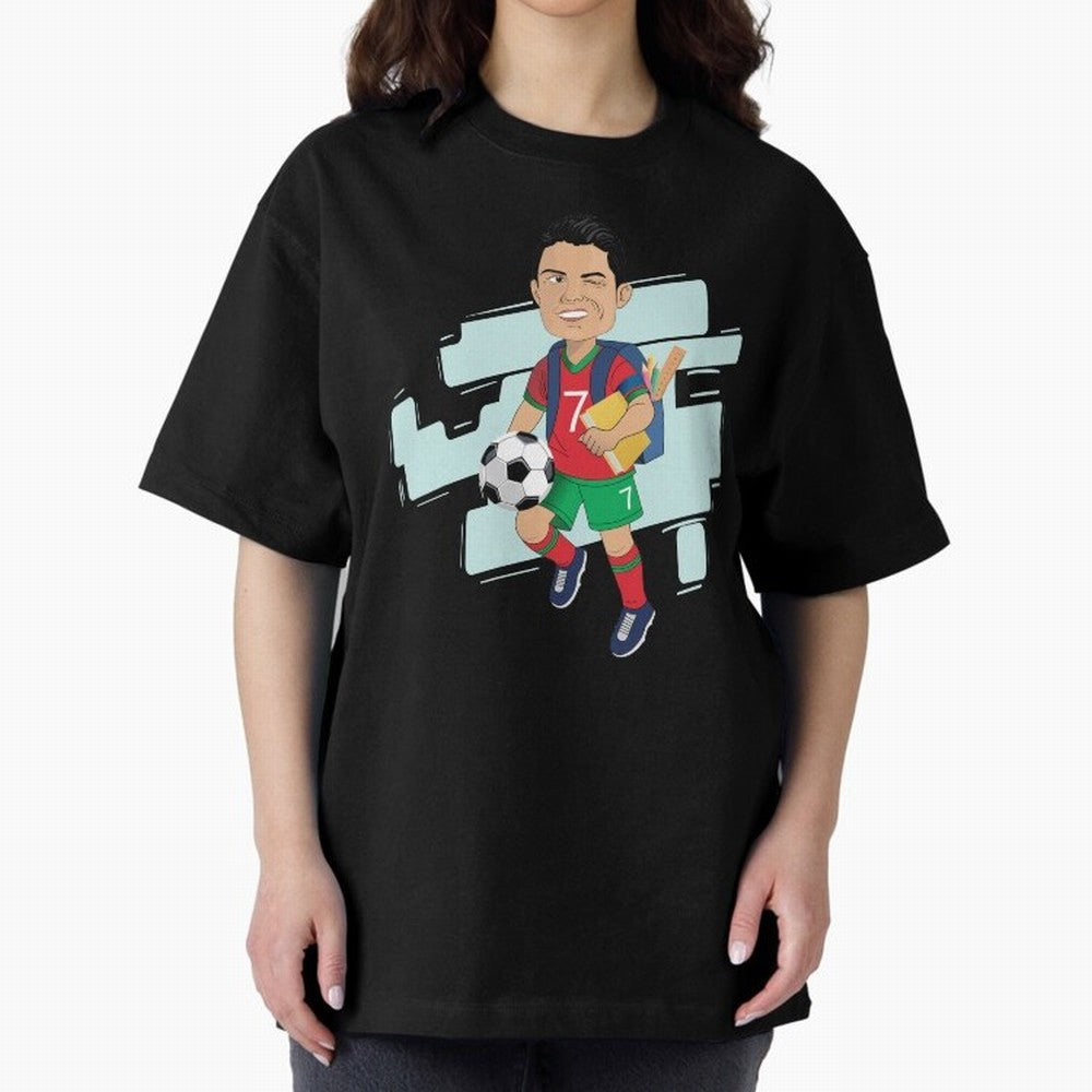 BACK TO SCHOOL - CARICATURE - CHRISTIANO - RONALDO Oversized T-Shirt Show Your Stadium Side during FIFA World Cup 2026 Group Stage for Fans of Messi and Argentina, France and Brazil, Bringing Champion Mindset, Group Stage Buzz, Knockout Tension and
