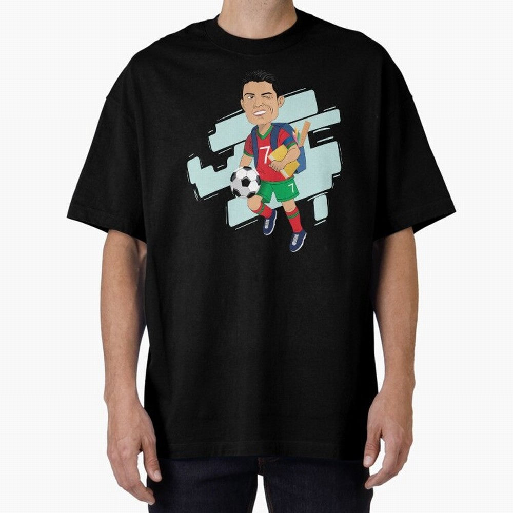 BACK TO SCHOOL - CARICATURE - CHRISTIANO - RONALDO Oversized T-Shirt Show Your Stadium Side during FIFA World Cup 2026 Group Stage for Fans of Messi and Argentina, France and Brazil, Bringing Champion Mindset, Group Stage Buzz, Knockout Tension and