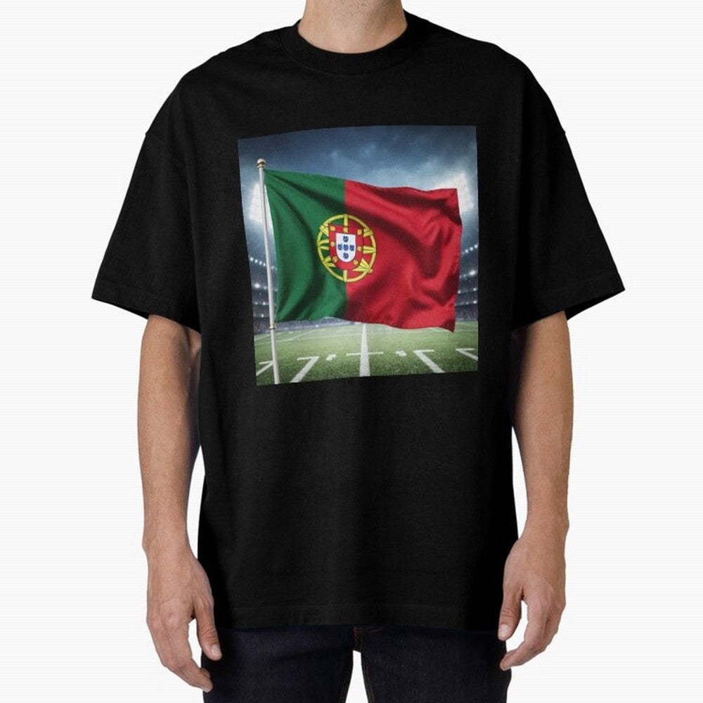Portugal Flag 3D Football Design ¨C Supporters Portugal Oversized T-Shirt Capture Stadium Memories from Match Day Hype around FIFA World Cup 2026, Cristiano Ronaldo, Spain, Football Passion, Legendary Performances, Festival Vibes and Supporter