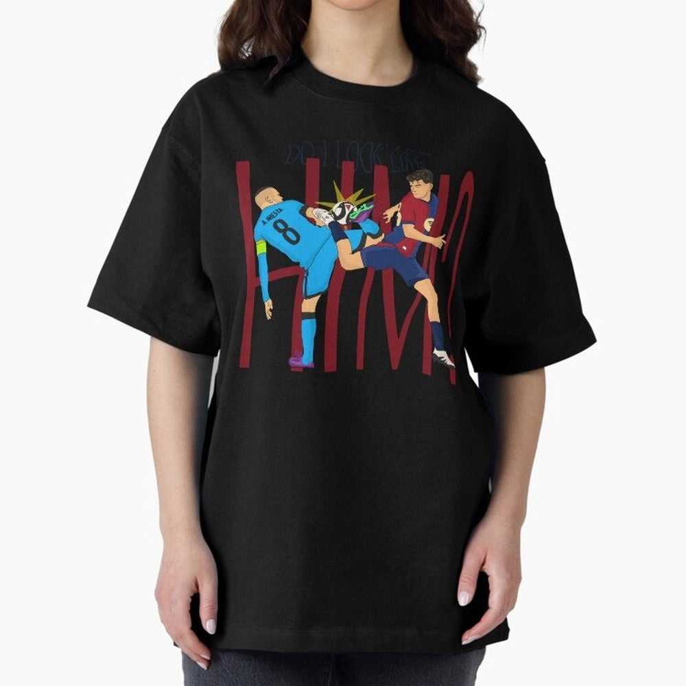 Iniesta and pedri the past and present Oversized T-Shirt Spotlight FIFA World Cup 2026 Made for Neymar, Brazil, Portugal and Argentina Energy, Goal Celebration Energy, Supporter Heritage, Football Icons and Worldwide Tournament Joy; Ideal for