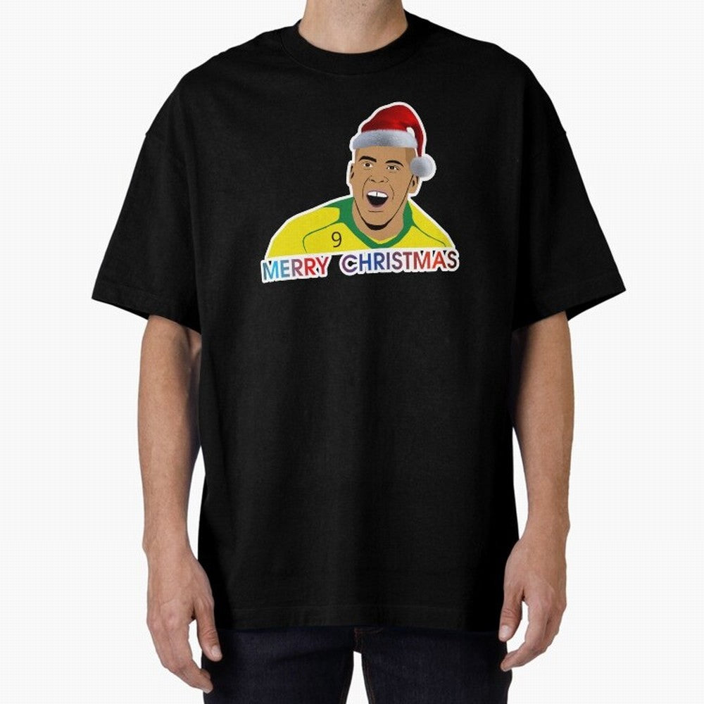 Ronaldo Christmas illustration Oversized T-Shirt Make Your Look Match Match Day Hype around FIFA World Cup 2026, Mbappe, Portugal, Spain and Germany, Fan Favorite Moments, National Team Passion, Big Match Drama and Soccer History; Made for Die Hard