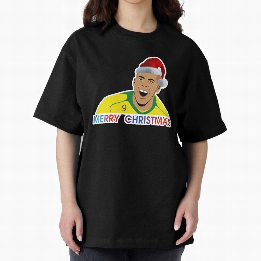 Ronaldo Christmas illustration Oversized T-Shirt Make Your Look Match Match Day Hype around FIFA World Cup 2026, Mbappe, Portugal, Spain and Germany, Fan Favorite Moments, National Team Passion, Big Match Drama and Soccer History; Made for Die Hard