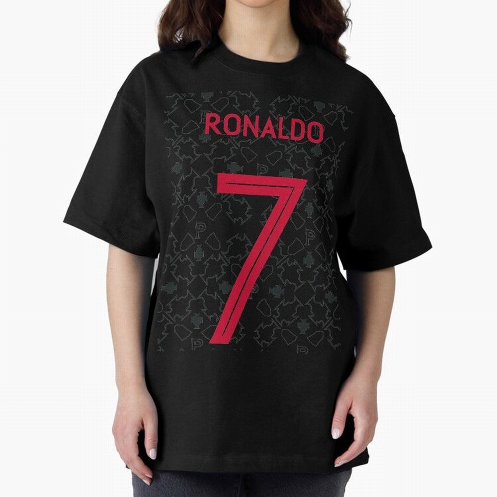 Christiano Ronaldo Portugal Away Jersey 2020 Oversized T-Shirt Show Your Love for FIFA World Cup 2026 Group Stage Spirit, with Netherlands, Mbappe and Neymar, Goal Celebration Energy, Supporter Heritage, Football Icons and Worldwide Tournament Joy;