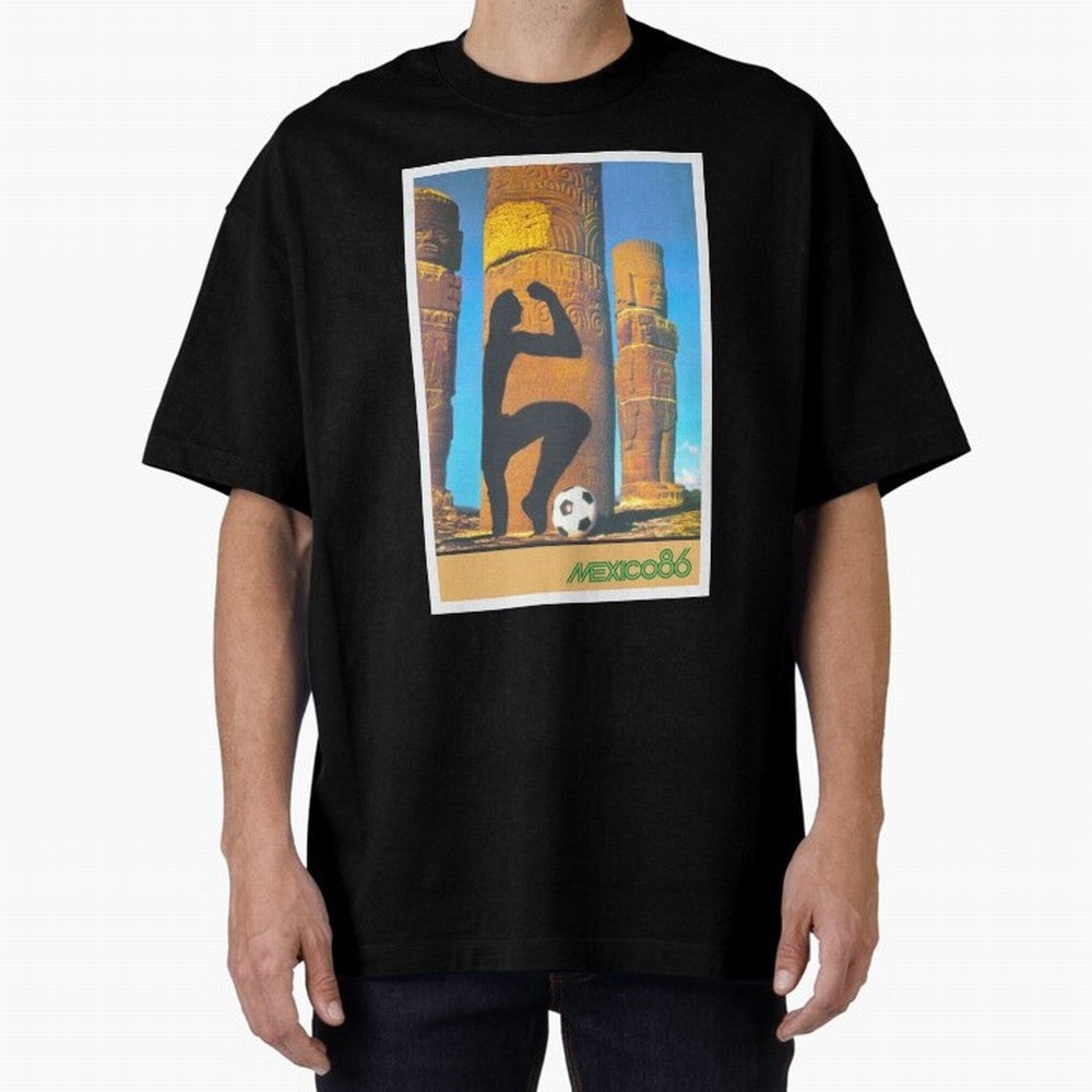 Mexico 86 Oversized T-Shirt Honor Global Football Passion for FIFA World Cup 2026 USA Canada Mexico, Built around Cristiano Ronaldo, France, Tournament Hype, Historic Matchups, Family Viewing Parties and Global Sports Pride; Ideal for Passionate