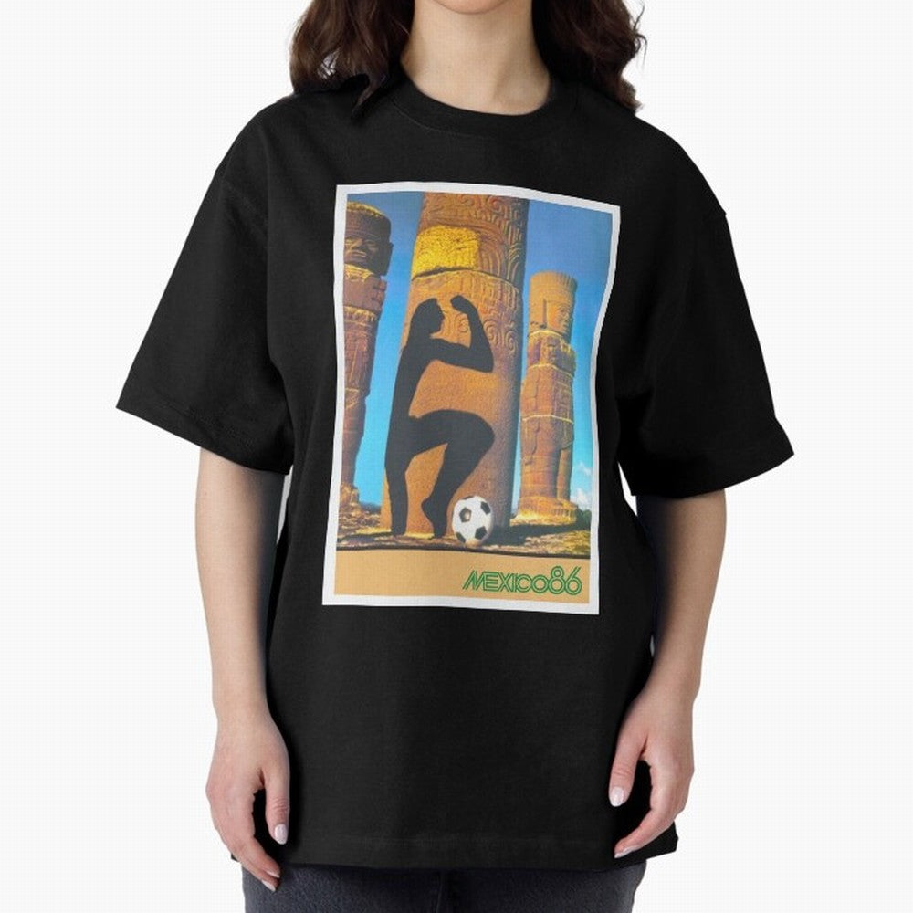 Mexico 86 Oversized T-Shirt Honor Global Football Passion for FIFA World Cup 2026 USA Canada Mexico, Built around Cristiano Ronaldo, France, Tournament Hype, Historic Matchups, Family Viewing Parties and Global Sports Pride; Ideal for Passionate