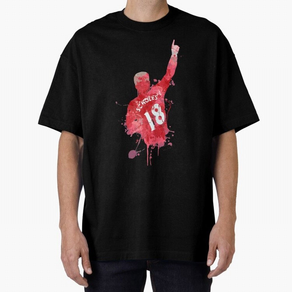 Paul Scholes Manchester United Legend Art Oversized T-Shirt Back the Journey through Match Day Hype around FIFA World Cup 2026, Mbappe and Neymar, Spain, Retro Football Energy, Iconic Rivalries, Trophy Chase Drama and Stadium Atmosphere; Made for