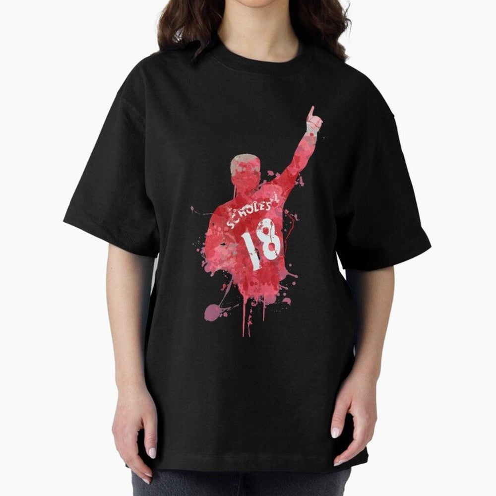 Paul Scholes Manchester United Legend Art Oversized T-Shirt Back the Journey through Match Day Hype around FIFA World Cup 2026, Mbappe and Neymar, Spain, Retro Football Energy, Iconic Rivalries, Trophy Chase Drama and Stadium Atmosphere; Made for